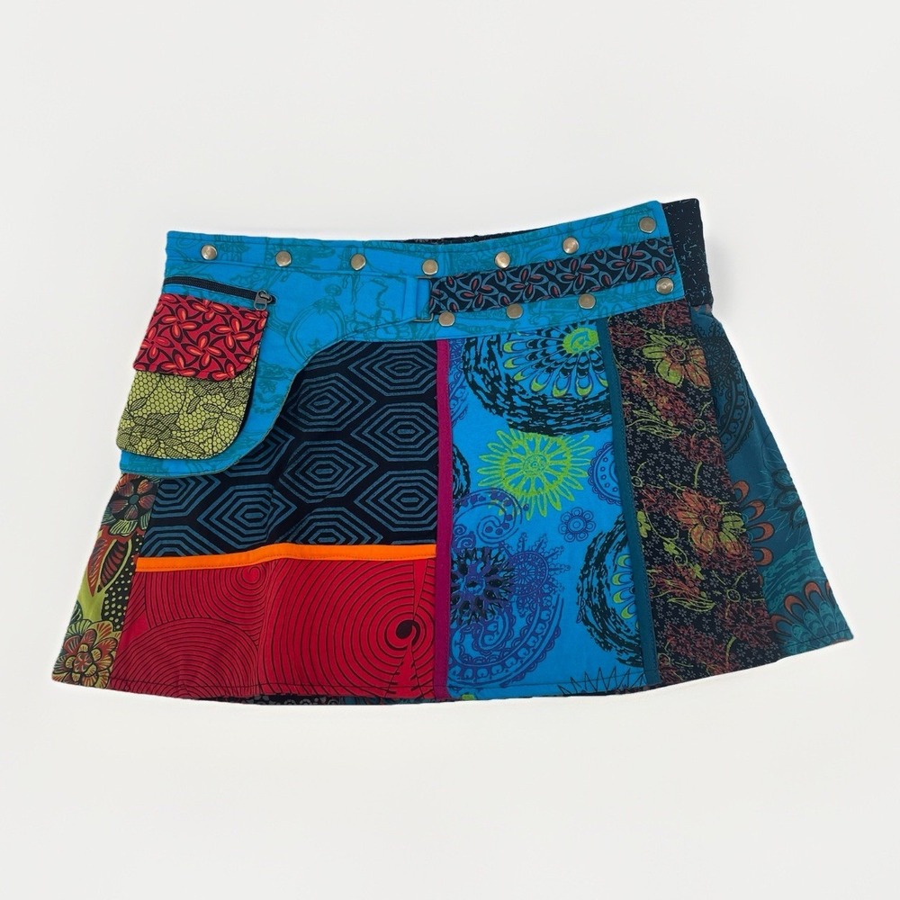 Boho Patchwork Wrap Skirt Women Cotton Festival Hippie Nepal
